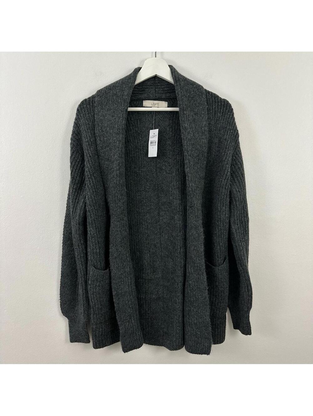 NWT LOFT Gray Open Front Cardigan Sweater Women's Size S